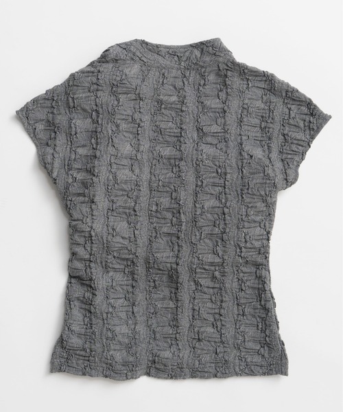 MAISON SPECIAL(メゾンスペシャル)の「Cut-Out Bow Tie Bolero Layered Top/カットアウトボウタイボレロレイヤードトップ(Tシャツ/カットソー・レディース・グレー/ホワイト/ライム・FREE)」の5枚目の写真