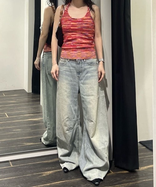 MOUSSY（マウジー）の「MIX YARN HALTER KNIT トップス（ニット/セーター・レディース・ブルー/ピンク/ベージュ・FREE）」の8枚目の写真