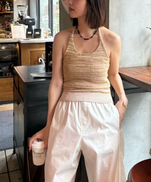 MOUSSY（マウジー）の「MIX YARN HALTER KNIT トップス（ニット/セーター・レディース・ブルー/ピンク/ベージュ・FREE）」の13枚目の写真
