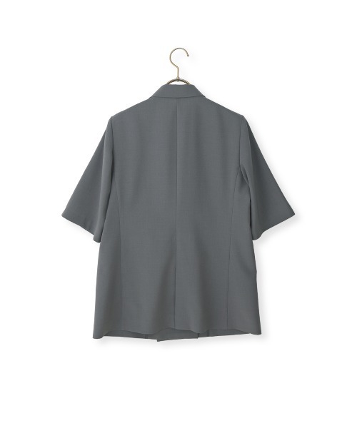 AOYAMA(アオヤマ)の「冷感半袖ダブルジャケット【涼】【セットアップ着用可】(スーツジャケット・レディース・チャコールグレー/グレイッシュベージュ・S/M/L/LL)」の6枚目の写真