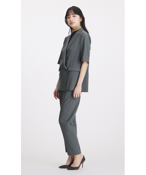AOYAMA(アオヤマ)の「冷感半袖ダブルジャケット【涼】【セットアップ着用可】(スーツジャケット・レディース・チャコールグレー/グレイッシュベージュ・S/M/L/LL)」の3枚目の写真