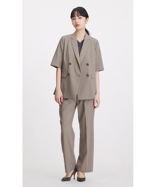 AOYAMA(アオヤマ)の「冷感半袖ダブルジャケット【涼】【セットアップ着用可】(スーツジャケット・レディース・チャコールグレー/グレイッシュベージュ・S/M/L/LL)」の16枚目の写真