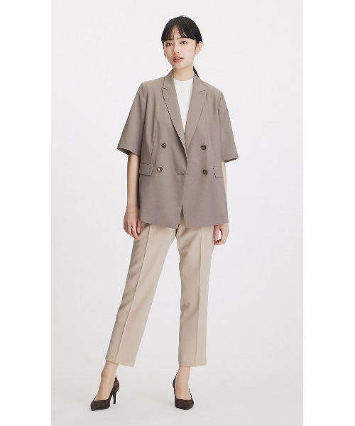 AOYAMA(アオヤマ)の「冷感半袖ダブルジャケット【涼】【セットアップ着用可】(スーツジャケット・レディース・チャコールグレー/グレイッシュベージュ・S/M/L/LL)」の15枚目の写真