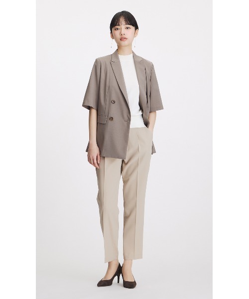 AOYAMA(アオヤマ)の「冷感半袖ダブルジャケット【涼】【セットアップ着用可】(スーツジャケット・レディース・チャコールグレー/グレイッシュベージュ・S/M/L/LL)」の14枚目の写真