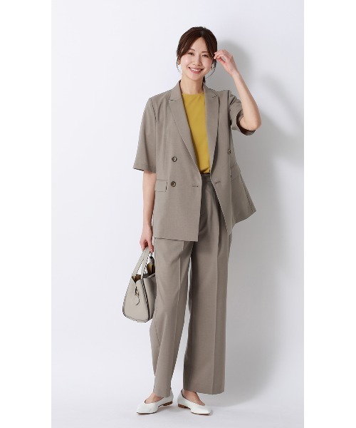 AOYAMA(アオヤマ)の「冷感半袖ダブルジャケット【涼】【セットアップ着用可】(スーツジャケット・レディース・チャコールグレー/グレイッシュベージュ・S/M/L/LL)」の13枚目の写真