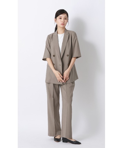 AOYAMA(アオヤマ)の「冷感半袖ダブルジャケット【涼】【セットアップ着用可】(スーツジャケット・レディース・チャコールグレー/グレイッシュベージュ・S/M/L/LL)」の12枚目の写真