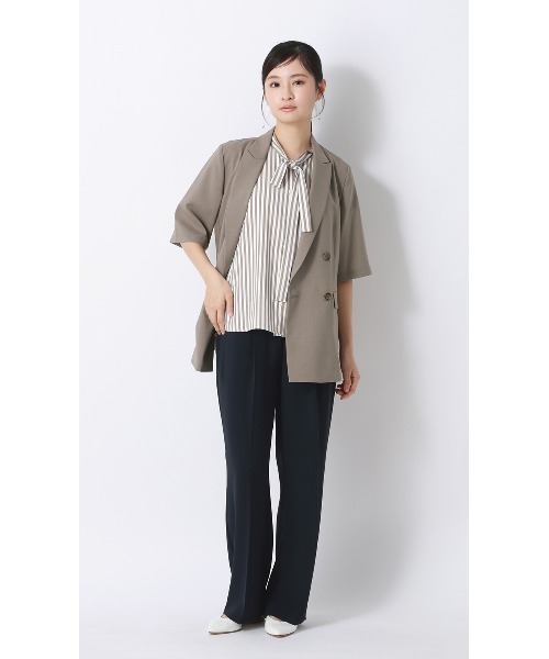 AOYAMA(アオヤマ)の「冷感半袖ダブルジャケット【涼】【セットアップ着用可】(スーツジャケット・レディース・チャコールグレー/グレイッシュベージュ・S/M/L/LL)」の11枚目の写真
