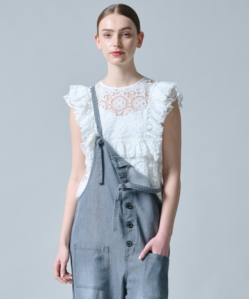 DOUBLE STANDARD CLOTHING(ダブルスタンダードクロージング)の「レースフリルブラウス(シャツ/ブラウス・レディース・オフホワイト/ブラック・36/38)」の5枚目の写真