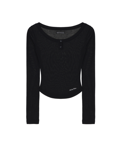 NICK&NICOLE(ニックアンドニコール)の「SOFT BUTTON SLIM TOP_BLACK(Tシャツ/カットソー・レディース・その他・FREE)」の4枚目の写真