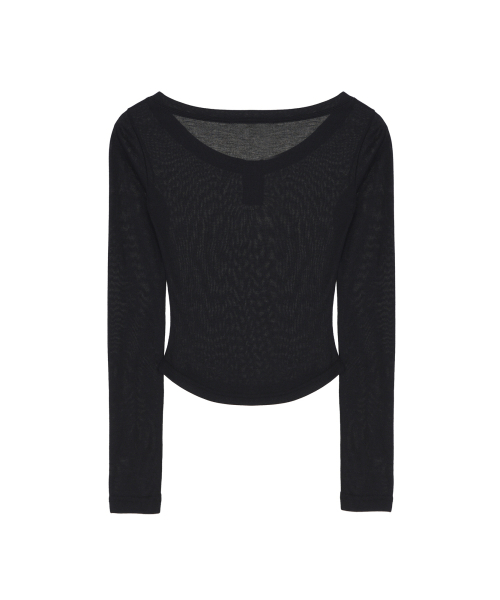 NICK&NICOLE(ニックアンドニコール)の「SOFT BUTTON SLIM TOP_BLACK(Tシャツ/カットソー・レディース・その他・FREE)」の5枚目の写真