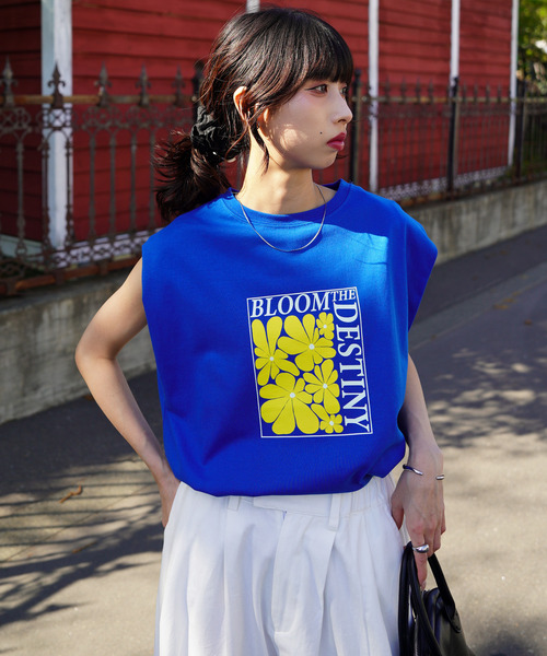 Chillfar（チルファー）の「Chillfar ロゴデザインノースリーブトップス（Tシャツ/カットソー・レディース・イエロー/ブルー・FREE）」の3枚目の写真
