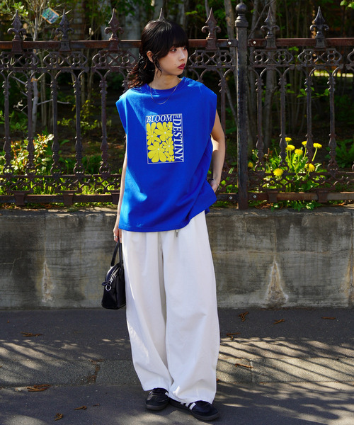 Chillfar（チルファー）の「Chillfar ロゴデザインノースリーブトップス（Tシャツ/カットソー・レディース・イエロー/ブルー・FREE）」の6枚目の写真