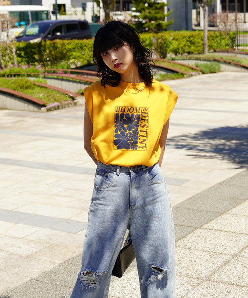 Chillfar（チルファー）の「Chillfar ロゴデザインノースリーブトップス（Tシャツ/カットソー・レディース・イエロー/ブルー・FREE）」の11枚目の写真