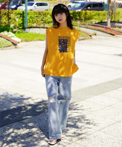 Chillfar（チルファー）の「Chillfar ロゴデザインノースリーブトップス（Tシャツ/カットソー・レディース・イエロー/ブルー・FREE）」の16枚目の写真