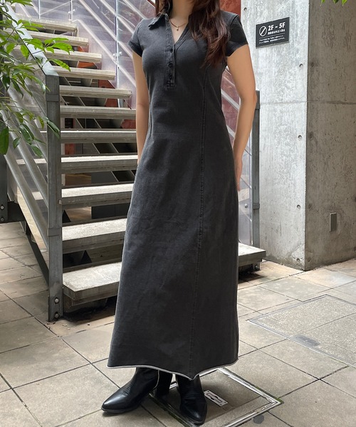 ROGER AND RAW（ロジャーアンドロウ）の「ヴィンテージライク襟付きノースリーブ/半袖 ロングワンピース（ワンピース・レディース・ブラック/ベージュ/ベージュ系その他/ブラック系その他・FREE）」の3枚目の写真