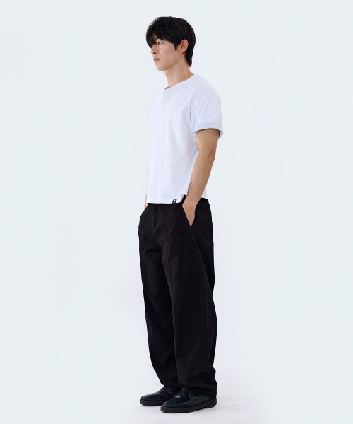 GHOST REPUBLIC(ゴーストリパブリック)の「クロップストライプ配色ロールアップヘンリーネック半袖Tシャツ GT-393_ホワイト(Tシャツ/カットソー・レディース・ホワイト・MEDIUM/LARGE/X-LARGE)」の6枚目の写真