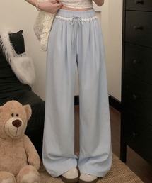 ウエストフリル付きイージーワイドパンツ