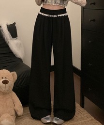 ウエストフリル付きイージーワイドパンツ