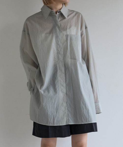 anuke（アンヌーク）の「Sheer Ripstop Shirts（シャツ/ブラウス・レディース・チャコールグレー/ブルー系その他・FREE）」の2枚目の写真