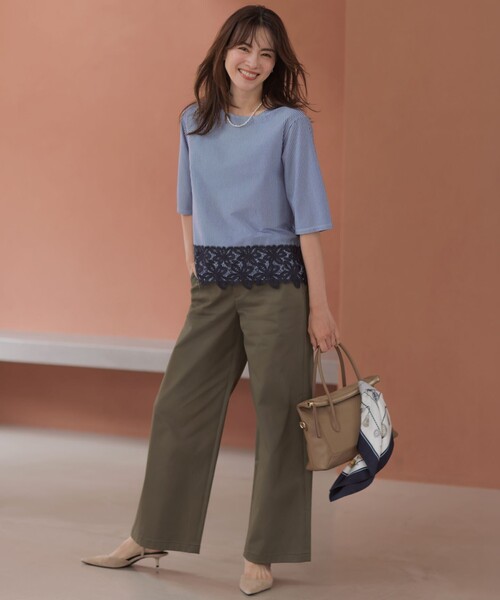 J.PRESS（ジェイプレス）の「20チノストレッチ ストレート パンツ（チノパンツ・レディース・ネイビー系/ベージュ系/カーキ系・7/9/11/13）」の6枚目の写真