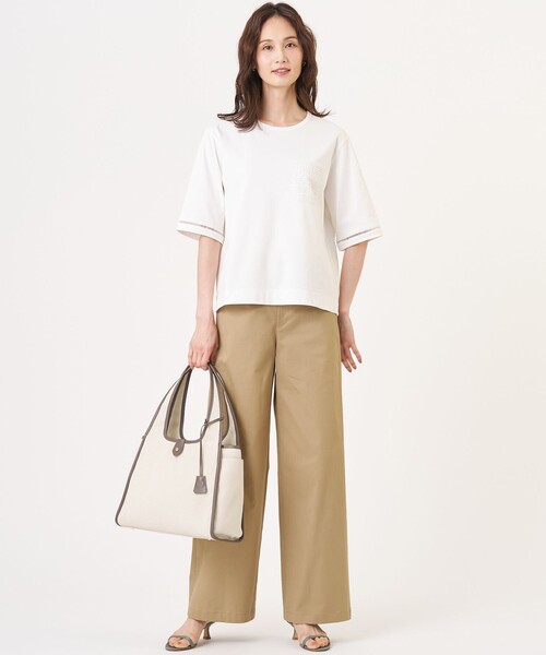 J.PRESS（ジェイプレス）の「20チノストレッチ ストレート パンツ（チノパンツ・レディース・ネイビー系/ベージュ系/カーキ系・7/9/11/13）」の12枚目の写真