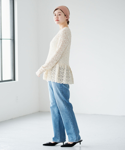 IENA(イエナ)の「《WEB限定/追加》Flowerストレッチレース ペプラムプルオーバー(Tシャツ/カットソー・レディース・アイボリー/ブラック・FREE)」の14枚目の写真