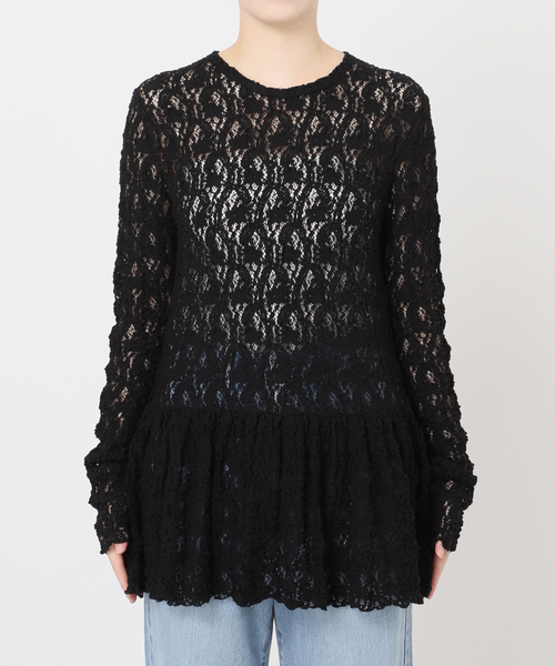 IENA(イエナ)の「《WEB限定/追加》Flowerストレッチレース ペプラムプルオーバー(Tシャツ/カットソー・レディース・アイボリー/ブラック・FREE)」の12枚目の写真