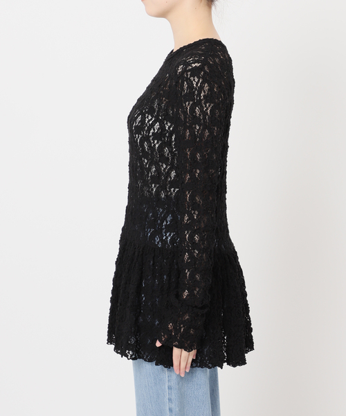 IENA(イエナ)の「《WEB限定/追加》Flowerストレッチレース ペプラムプルオーバー(Tシャツ/カットソー・レディース・アイボリー/ブラック・FREE)」の11枚目の写真