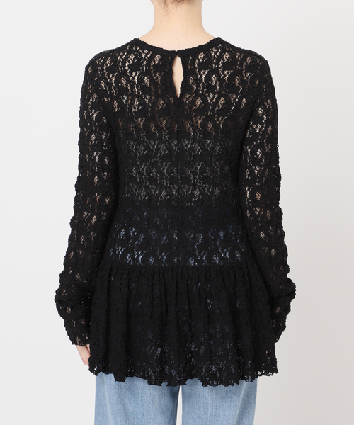 IENA(イエナ)の「《WEB限定/追加》Flowerストレッチレース ペプラムプルオーバー(Tシャツ/カットソー・レディース・アイボリー/ブラック・FREE)」の10枚目の写真