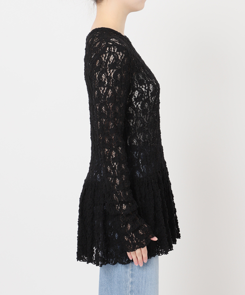 IENA(イエナ)の「《WEB限定/追加》Flowerストレッチレース ペプラムプルオーバー(Tシャツ/カットソー・レディース・アイボリー/ブラック・FREE)」の9枚目の写真