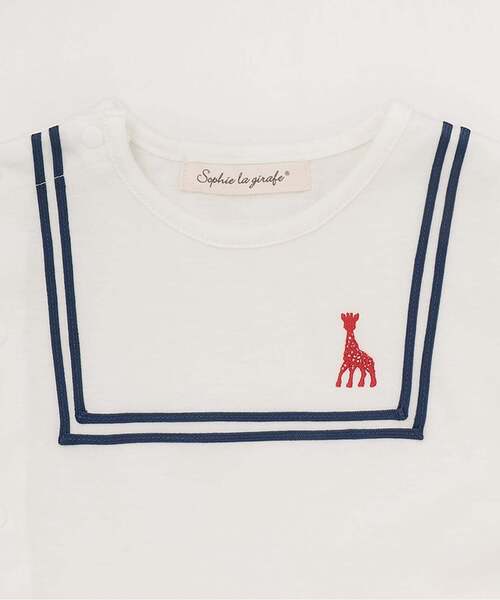 Sophie la girafe(ソフィーラジラフ)の「ヨット柄サッカーショートオール【日本製】(ロンパース・キッズ・オフホワイト/ライトブルー・80cm/70cm)」の4枚目の写真