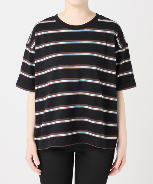 JOURNAL STANDARD(ジャーナルスタンダード)の「《追加3》汗ジミ防止ボーダービッグT(Tシャツ/カットソー・レディース・ベージュ/グリーン/ブラック/ウッド・FREE)」の12枚目の写真
