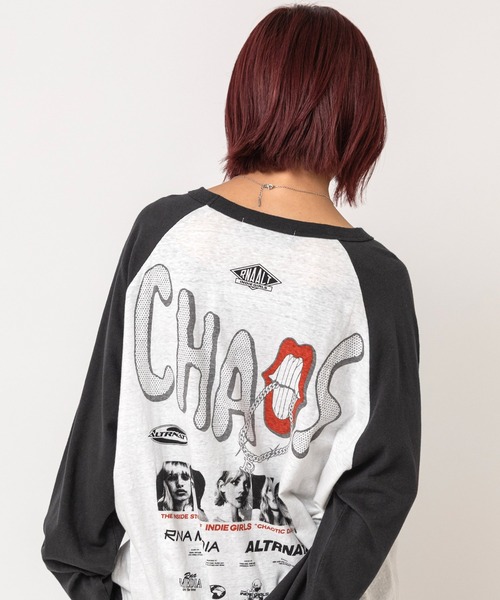 RNA(アールエヌエー)の「M2745 CHAOS MOVIE ラグランロンT(Tシャツ/カットソー・レディース・ホワイト×ブラック/杢グレー/ブルー・MEDIUM)」の1枚目の写真