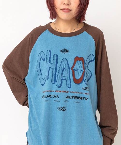 RNA(アールエヌエー)の「M2745 CHAOS MOVIE ラグランロンT(Tシャツ/カットソー・レディース・ホワイト×ブラック/杢グレー/ブルー・MEDIUM)」の3枚目の写真
