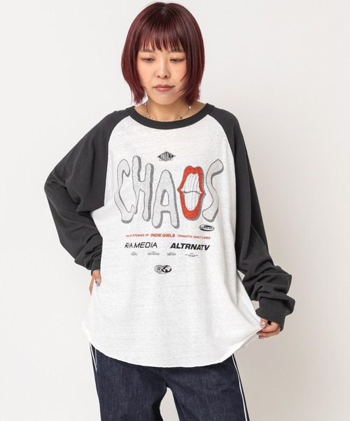 RNA(アールエヌエー)の「M2745 CHAOS MOVIE ラグランロンT(Tシャツ/カットソー・レディース・ホワイト×ブラック/杢グレー/ブルー・MEDIUM)」の13枚目の写真