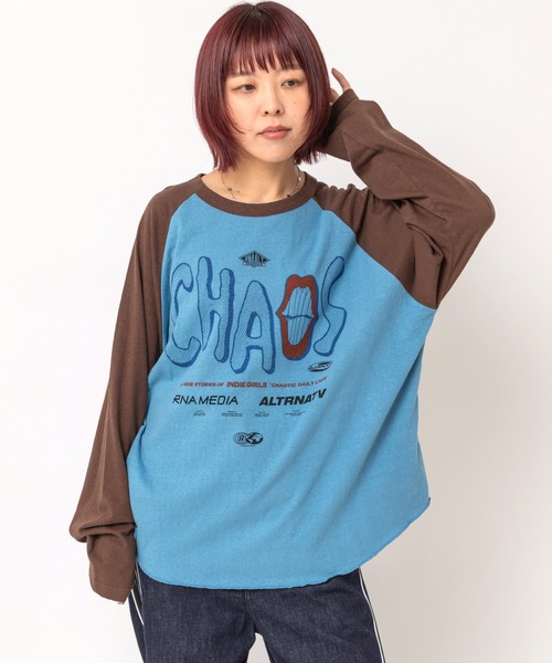 RNA(アールエヌエー)の「M2745 CHAOS MOVIE ラグランロンT(Tシャツ/カットソー・レディース・ホワイト×ブラック/杢グレー/ブルー・MEDIUM)」の17枚目の写真