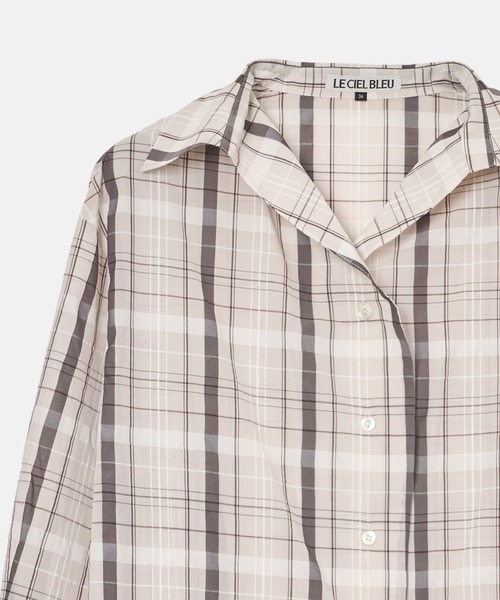 LE CIEL BLEU（ルシェルブルー）の「シアープレイドシャツ / Sheer Plaid Shirt（シャツ/ブラウス・レディース・アイボリー/ブラウン・36）」の6枚目の写真