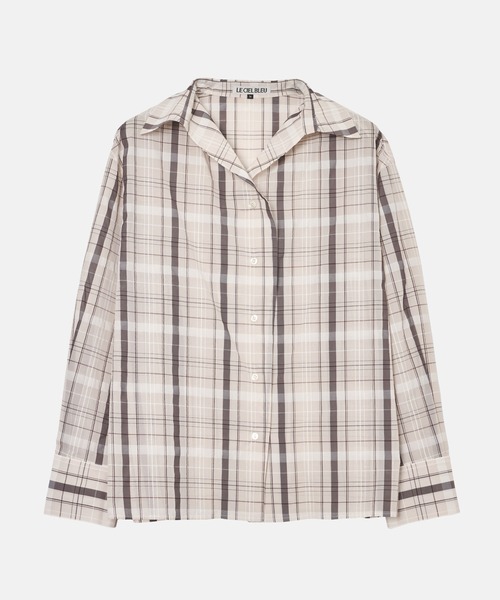 LE CIEL BLEU（ルシェルブルー）の「シアープレイドシャツ / Sheer Plaid Shirt（シャツ/ブラウス・レディース・アイボリー/ブラウン・36）」の5枚目の写真