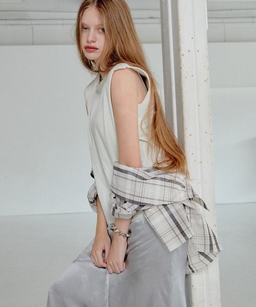 LE CIEL BLEU（ルシェルブルー）の「シアープレイドシャツ / Sheer Plaid Shirt（シャツ/ブラウス・レディース・アイボリー/ブラウン・36）」の3枚目の写真