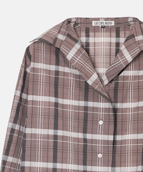 LE CIEL BLEU（ルシェルブルー）の「シアープレイドシャツ / Sheer Plaid Shirt（シャツ/ブラウス・レディース・アイボリー/ブラウン・36）」の17枚目の写真