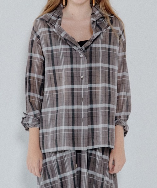LE CIEL BLEU（ルシェルブルー）の「シアープレイドシャツ / Sheer Plaid Shirt（シャツ/ブラウス・レディース・アイボリー/ブラウン・36）」の14枚目の写真