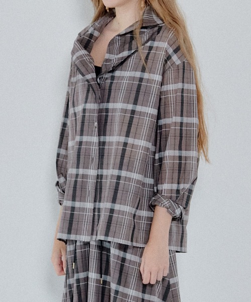 LE CIEL BLEU（ルシェルブルー）の「シアープレイドシャツ / Sheer Plaid Shirt（シャツ/ブラウス・レディース・アイボリー/ブラウン・36）」の12枚目の写真
