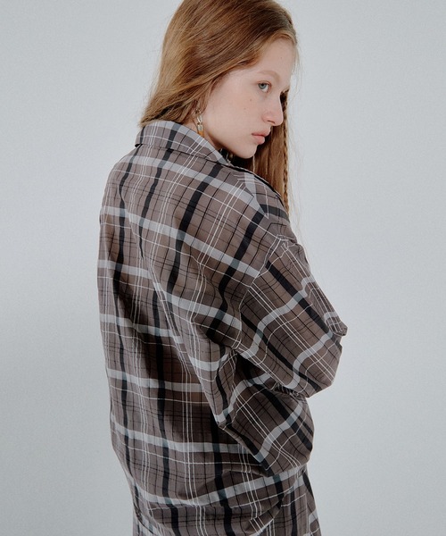 LE CIEL BLEU（ルシェルブルー）の「シアープレイドシャツ / Sheer Plaid Shirt（シャツ/ブラウス・レディース・アイボリー/ブラウン・36）」の10枚目の写真