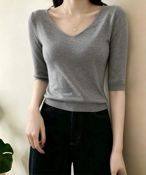 Miniministore(ミニミニストア)の「ニットトップス レディース 韓国風春夏服(ニット/セーター・レディース・ピンク/ブラック/ネイビー/ベージュ/グレー/ホワイト/マスタード/アイボリー・FREE)」の5枚目の写真