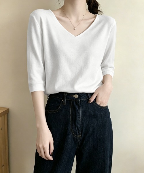 Miniministore(ミニミニストア)の「ニットトップス レディース 韓国風春夏服(ニット/セーター・レディース・ピンク/ブラック/ネイビー/ベージュ/グレー/ホワイト/マスタード/アイボリー・FREE)」の21枚目の写真