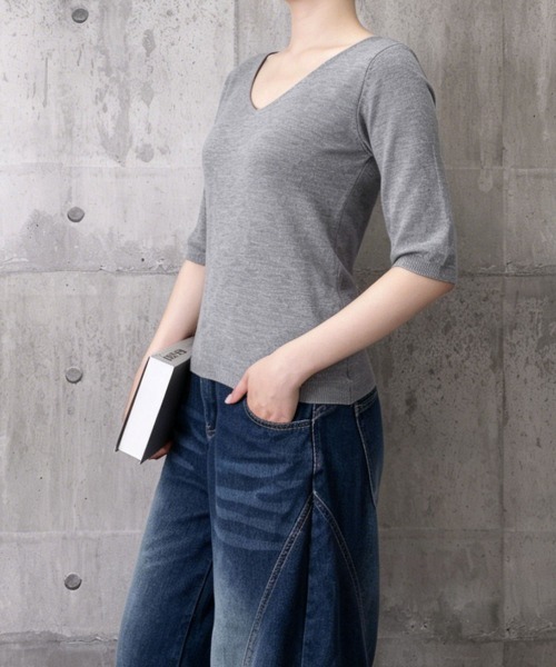 Miniministore(ミニミニストア)の「ニットトップス レディース 韓国風春夏服(ニット/セーター・レディース・ピンク/ブラック/ネイビー/ベージュ/グレー/ホワイト/マスタード/アイボリー・FREE)」の15枚目の写真
