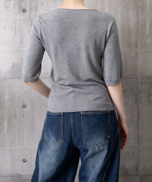 Miniministore(ミニミニストア)の「ニットトップス レディース 韓国風春夏服(ニット/セーター・レディース・ピンク/ブラック/ネイビー/ベージュ/グレー/ホワイト/マスタード/アイボリー・FREE)」の16枚目の写真