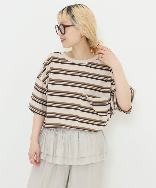 HEART MARKET（ハートマーケット）の「★Bigポケ付きPO②（Tシャツ/カットソー・レディース・グリーン系/オレンジ系/イエロー/ミント/ブラック/ベージュ系/ナチュラル・FREE）」の3枚目の写真