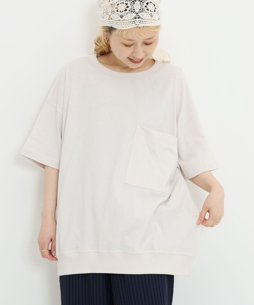 HEART MARKET（ハートマーケット）の「★Bigポケ付きPO②（Tシャツ/カットソー・レディース・グリーン系/オレンジ系/イエロー/ミント/ブラック/ベージュ系/ナチュラル・FREE）」の2枚目の写真
