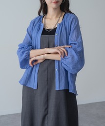 【refinedworks】冷房対策 UV対策 にも◎大人 の シアー ギャザー ブラウス
